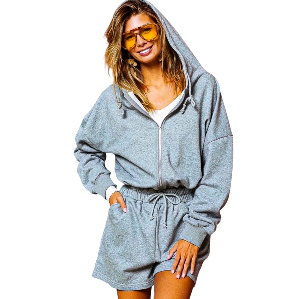 BIBI NWT GREY HOODIE JUMPSUIT